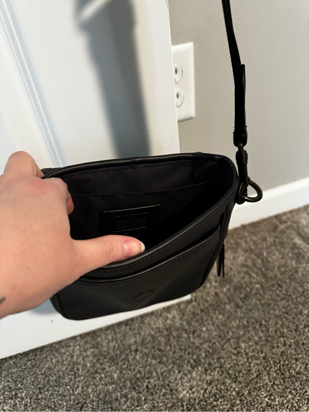 Coach Black Pebbled Leather Small Flap Crossbody - Picture 4 of 10